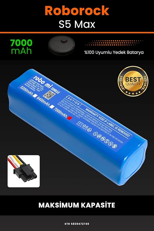 Roborock S5 Max Uyumlu 7000mAh - Kutusuz Model - Yüksek Kapasite