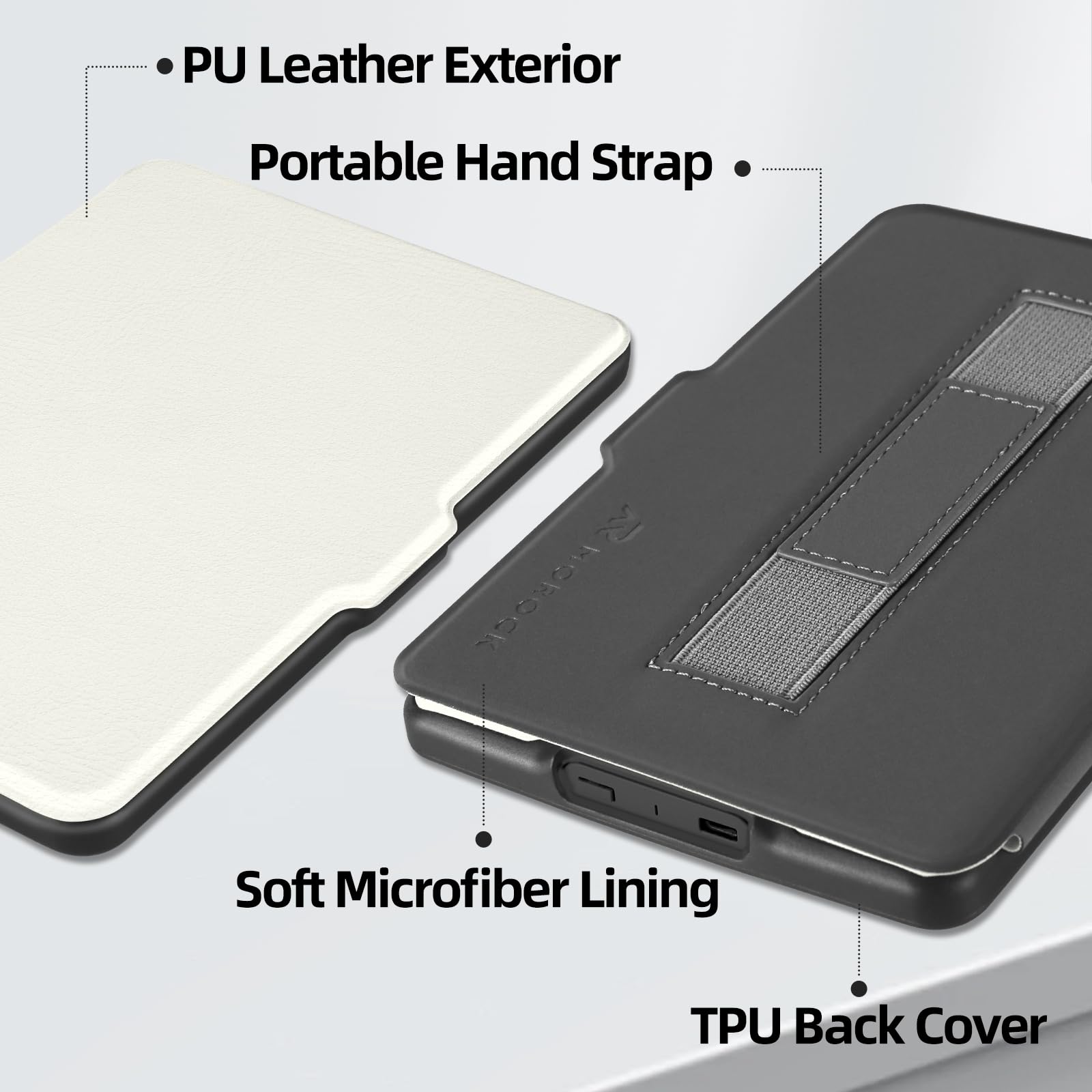 MOROCK Custodia per Kindle Paperwhite da 6 pollici di 5a/6a/7a generazione 2012-2017 (modello n. EY21 e DP75SDI), custodia leggera in pelle PU di alta qualità con cinturino da polso, accensione e