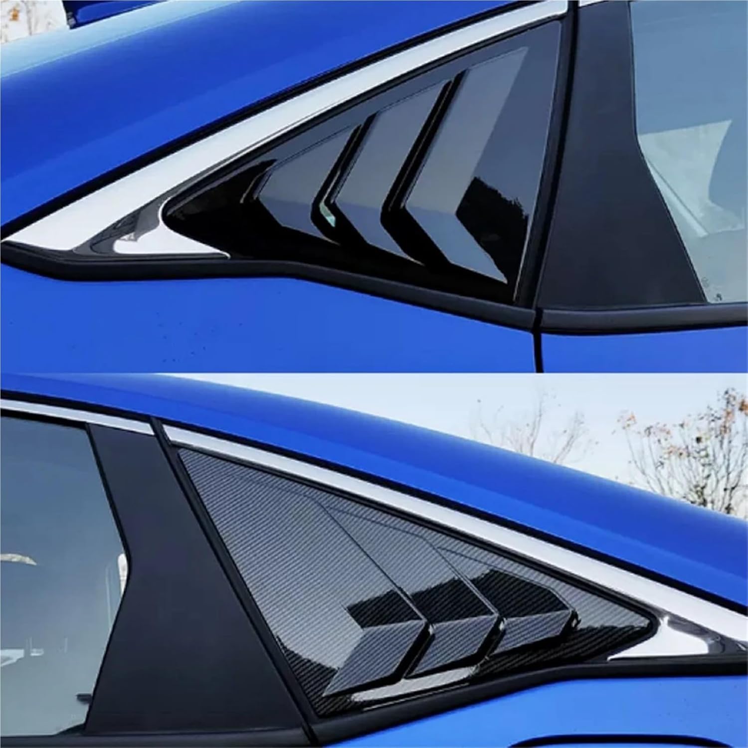 Fit for Honda Civic 11th Gen Sedan 2022 Car Rear Louver Window Side Shutter Cover Trim Sticker Vent Scoop ABS Carbon Fiber(Carbon)