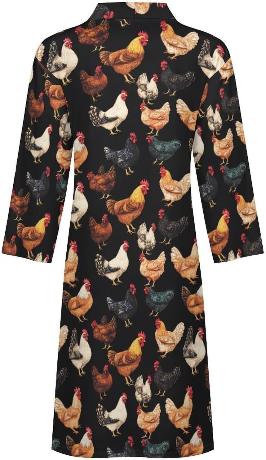 Chickens Mens Robe Long Bathrobe for Women Bath Robes Lightweight Soft Printed Sleepwear