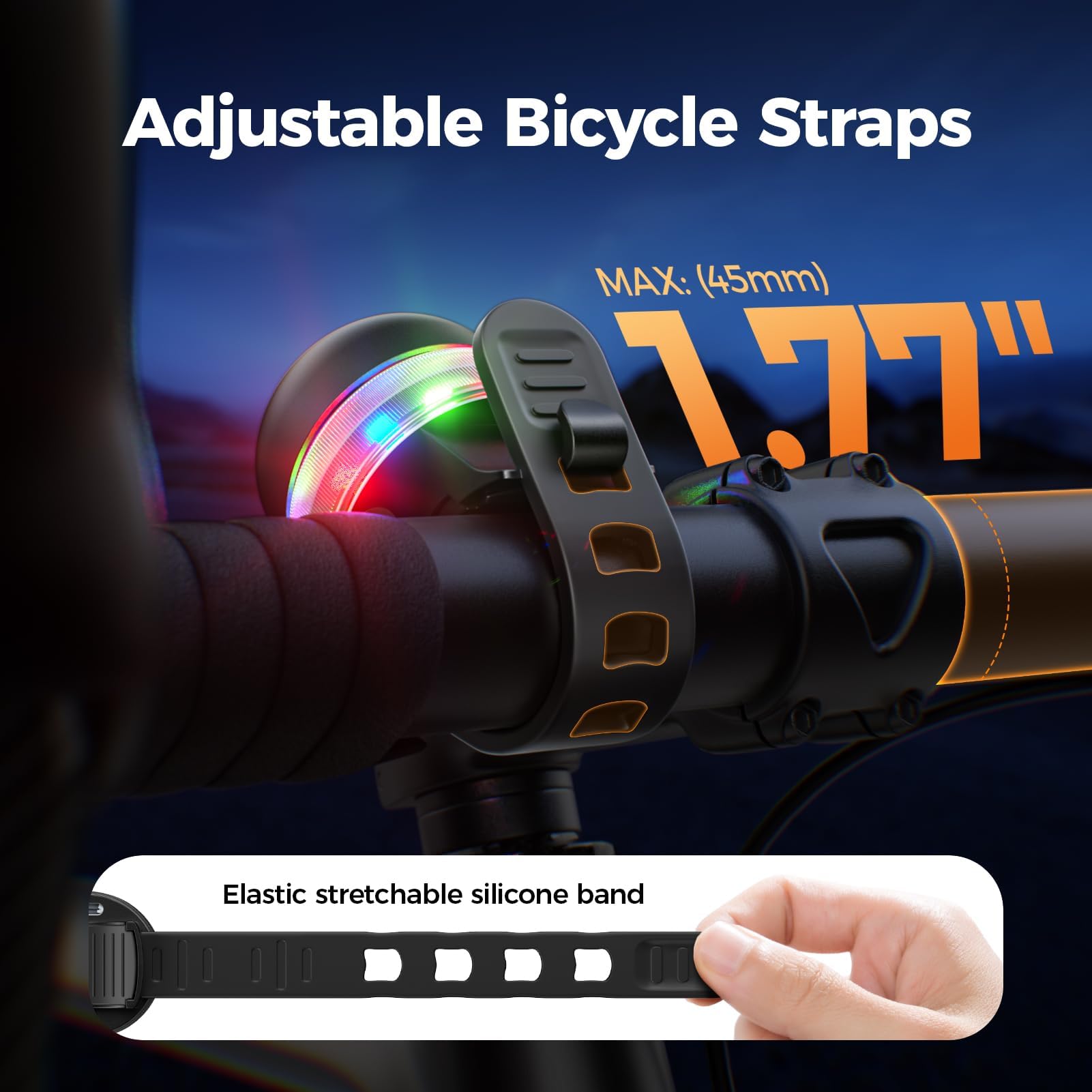 GlasFlength LED Timbre Bicicleta, 100 db Sonido Alto y Claro Timbre Bici Aleación de Aluminio Timbre Bicicleta para Niños Y Adultos Bicicletas Bicicletas Eléctricas Bicicletas de Montaña (Negro)