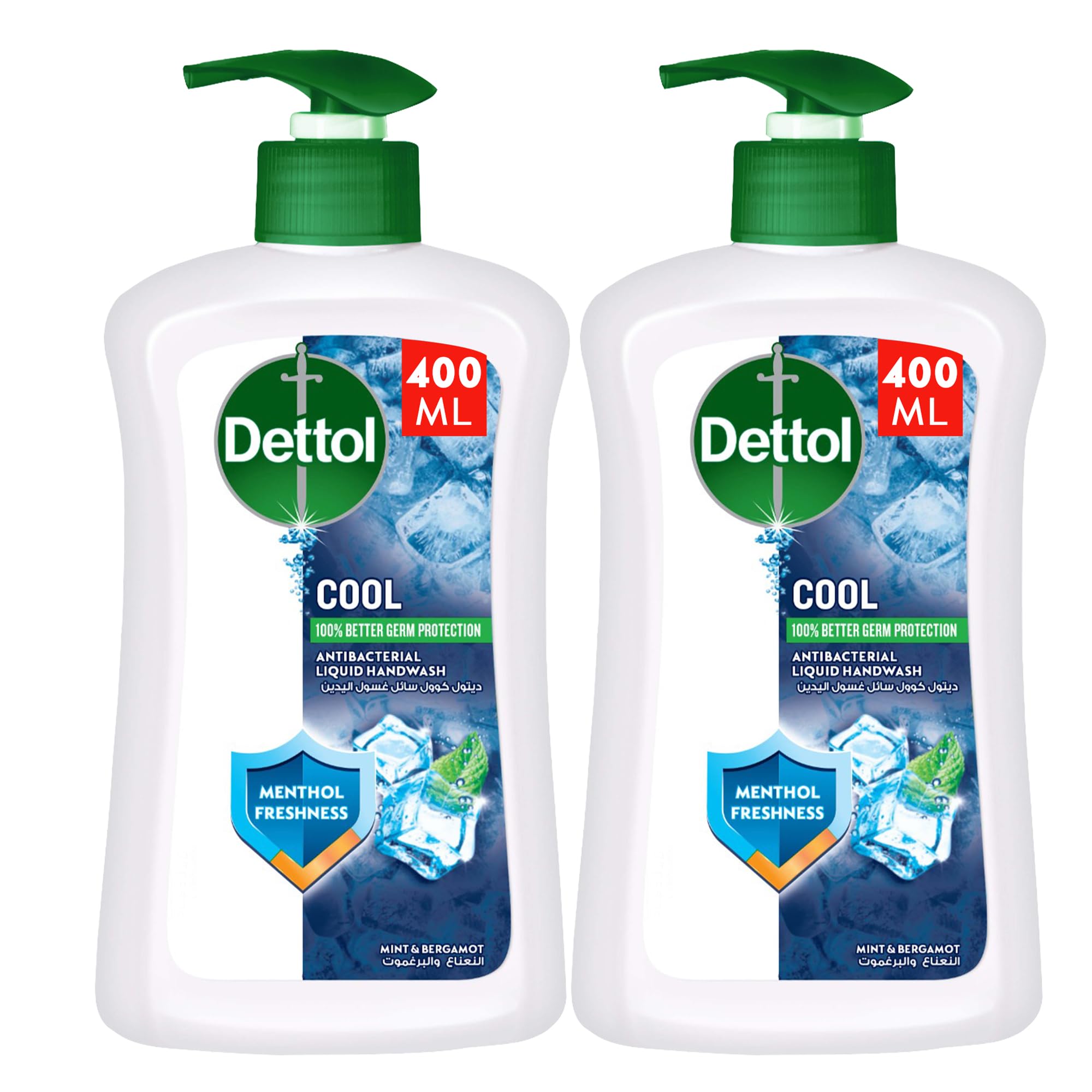 Cool Liquid Handwash Pump, Mint & Bergamot Scent, 400ml x 2