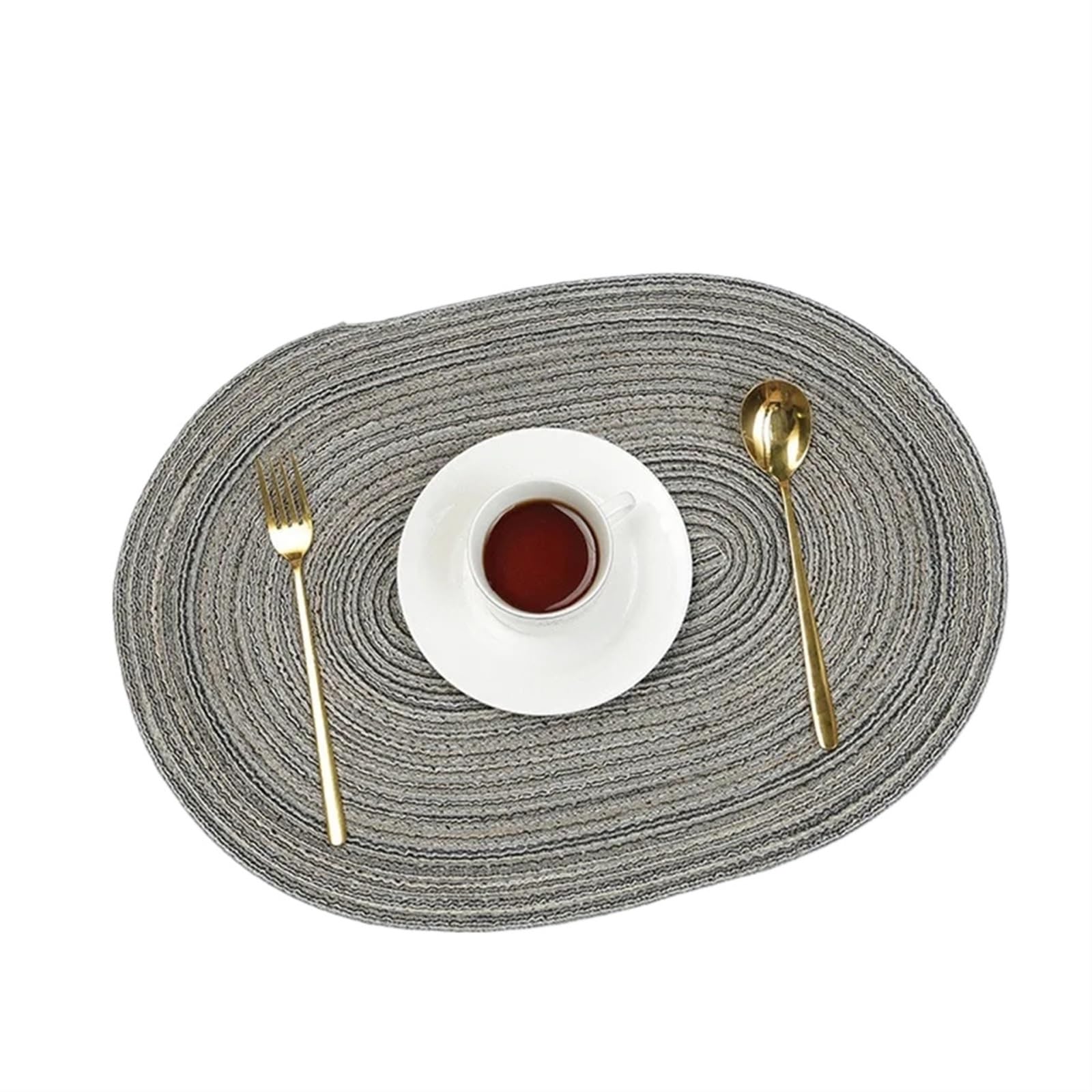 place mats for table 35x50cm Big Oval Braided Placemats Woven Table Mats for Dining Place mats for Kitchen Restaurant Dining Table(Grey,6pcs 35x50cm)