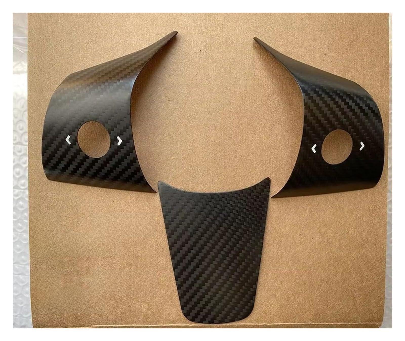 KUWAYO Steering Wheel Trim Sticker for T-e-s-l-a Model 3 Model Y Real Carbon Fiber Cover Frame True Carbon Interior Modification 2017-2023(Matte with Arrow)