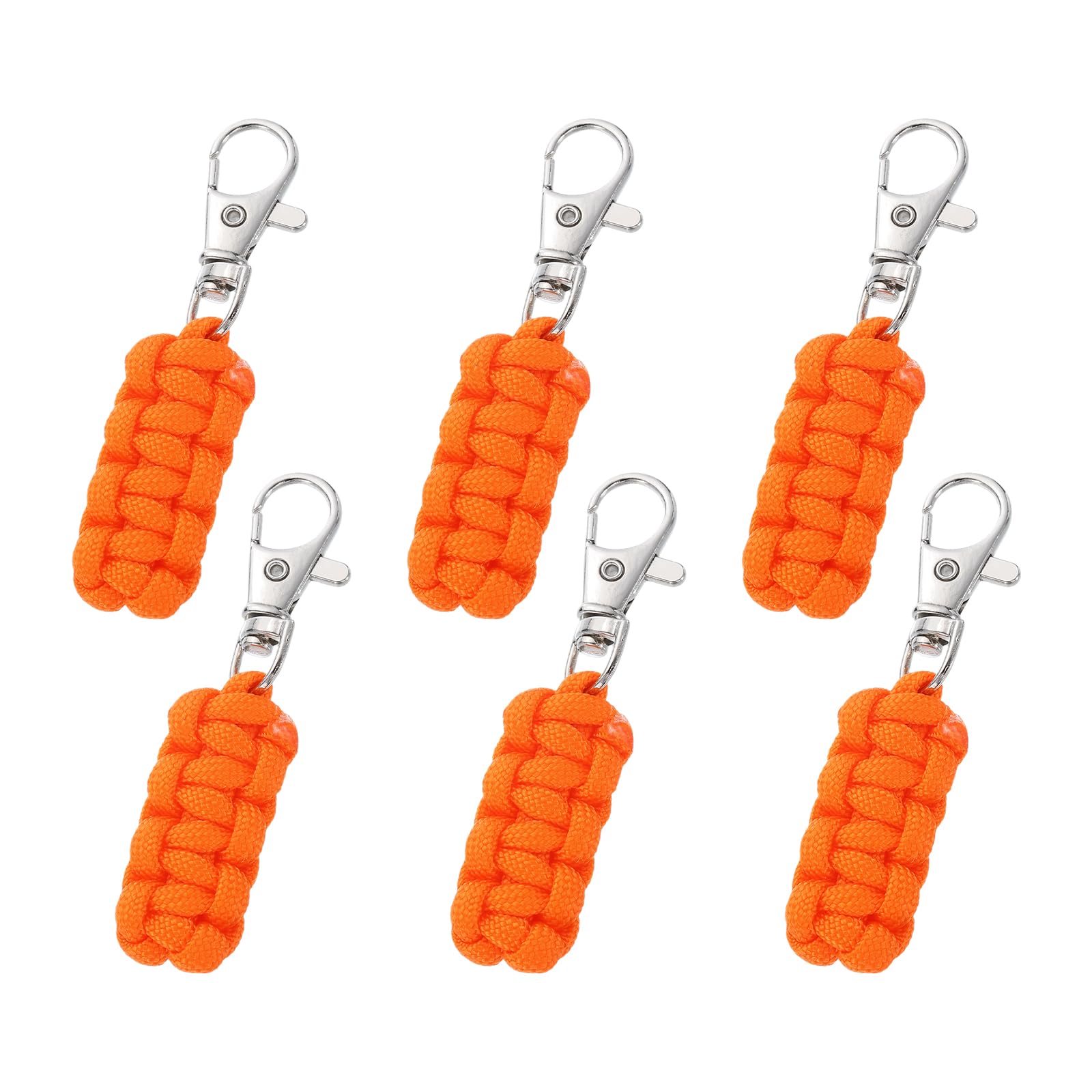 YELARXI Paracord Zipper Pull Polyester Zipper Pulls Replacement Woven Rope with Metal Clasp, 80 mm Length Fit for Backpacks Clothing Luggage Accessories - Cylinder (6 Pack, Orange)