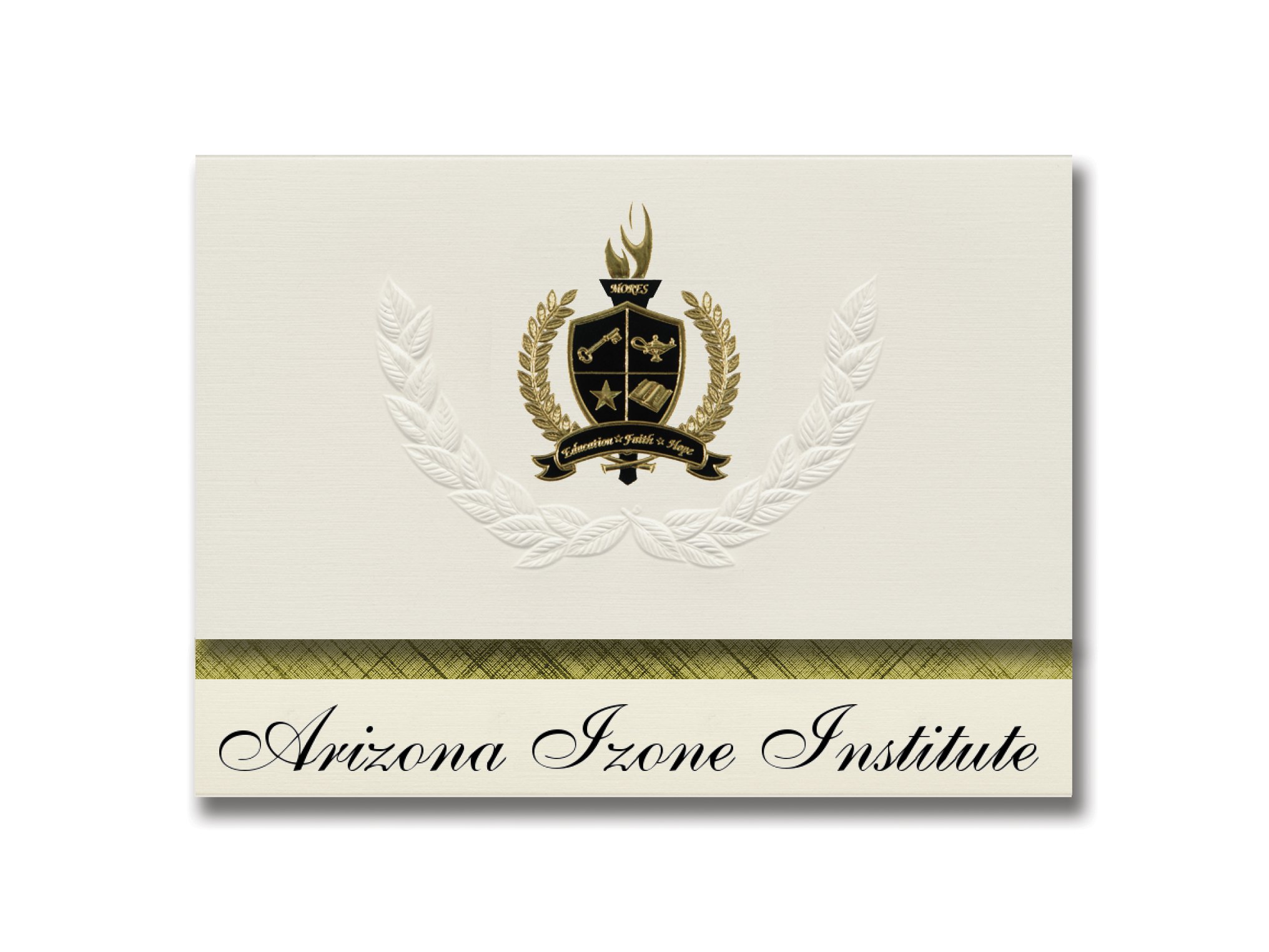Signature Announcements Arizona Izone Institute (Cottonwood, AZ) Graduation Announcements, Presidential style, Basic package of 25 with Gold & Black Metallic Foil seal