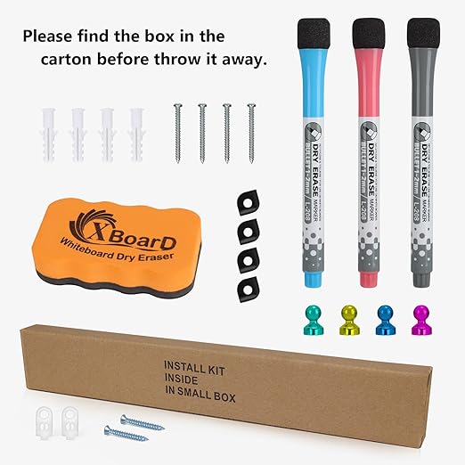 XBoard Magnetic Dry Erase Board/Whiteboard, 36 X 24 Inches, Double Sided White Board,1 Dry Eraser & 3 Dry Erase Markers & 4 Push Pin Magnets thumbnail 4