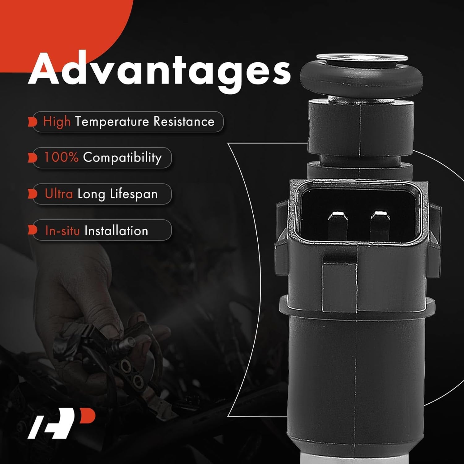 A-Premium 8 Holes Set of 4 Fuel Injectors Compatible with Honda CR-V CRV 2005-2009, Accord 2003-2007, Element 2003-2011 & Acura RSX 2005-2006, 2.0L 2.4L, Replace# 16450RAAA01