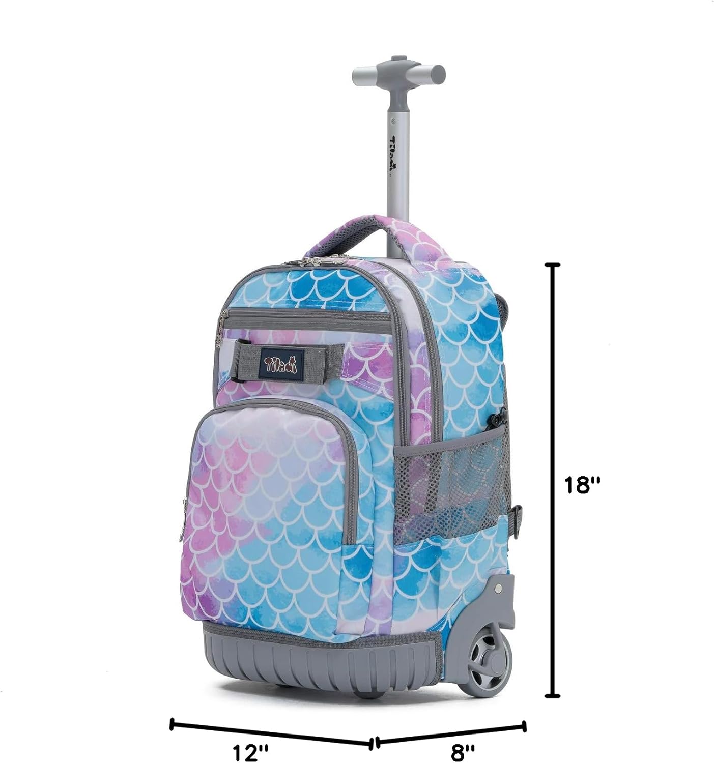 Rolling Backpack 19 inch Wheeled LAPTOP Boys Girls Travel School Student Trip… (Mermaid Tail) - Image 9