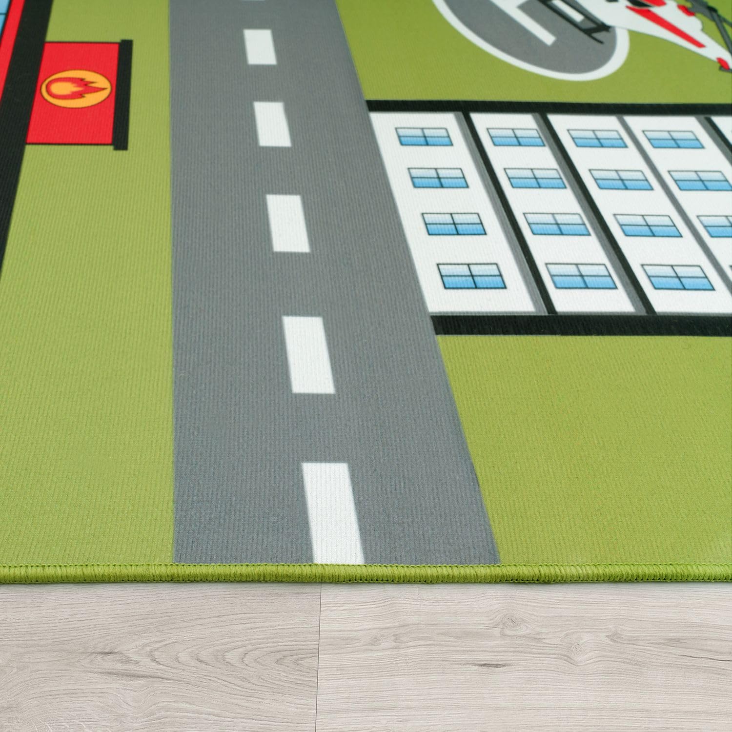 TT Home Kinder-Teppich, Spielteppich Für Kinderzimmer Mit Straßen-Muster Und Autos, Grün, Größe:240x340 cm