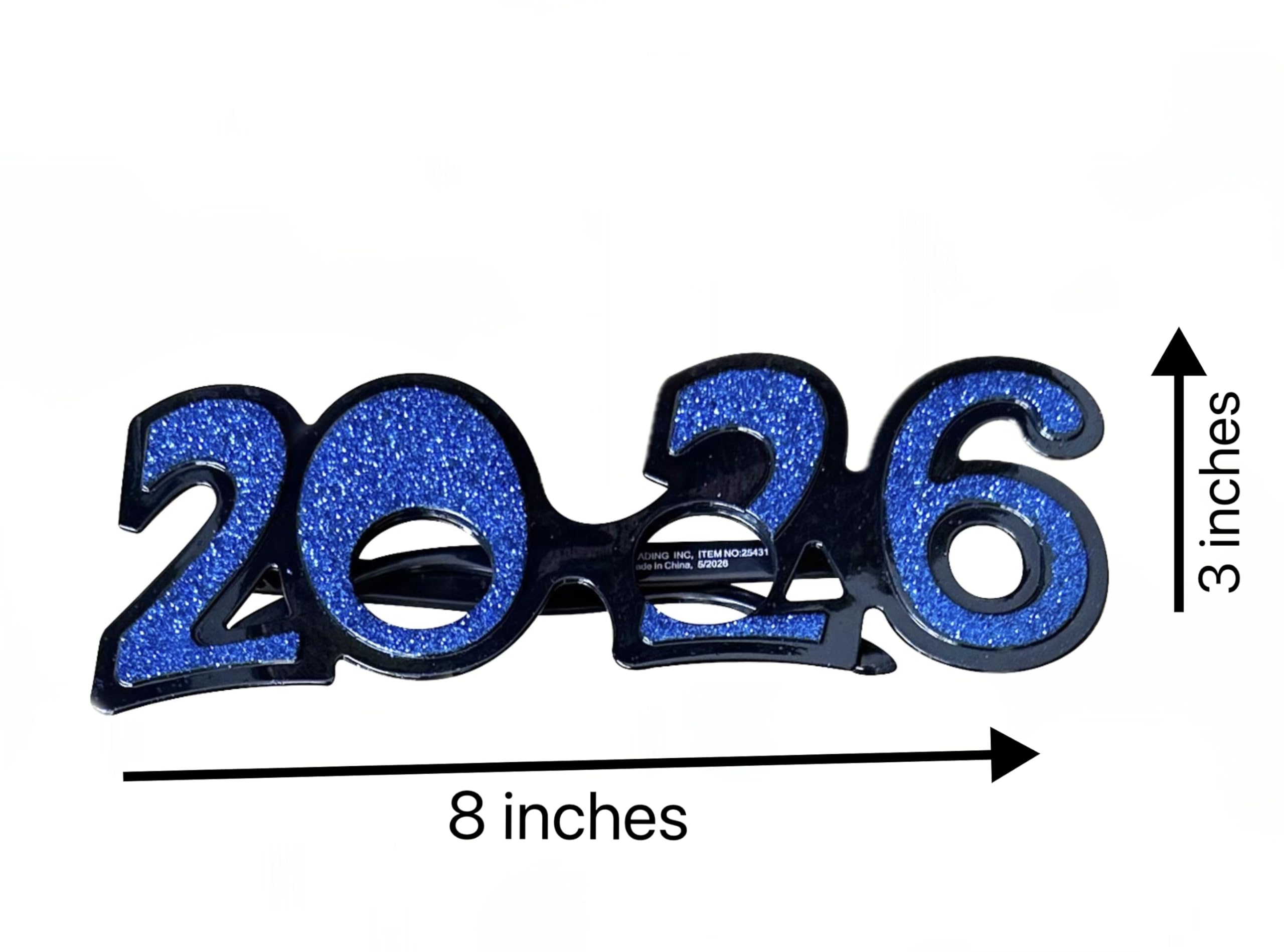 Gafas de celebración con purpurina para fiesta de Año Nuevo, diseño 2026, gafas festivas para decoración de fiestas de vacaciones, 6 paquetes
