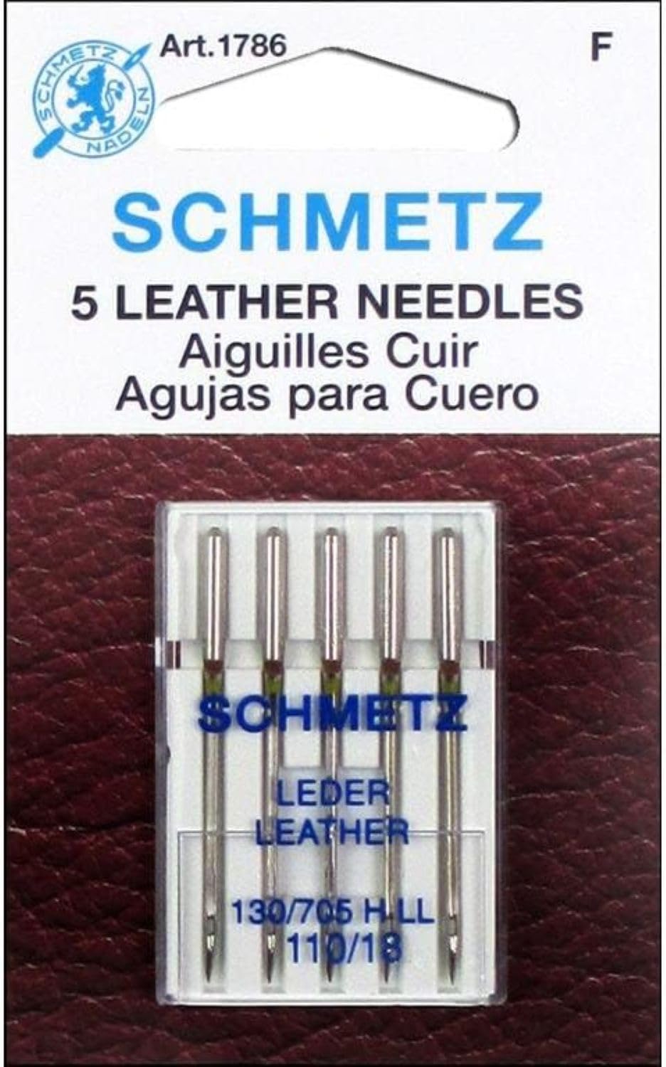 SCHMETZ Leather Sewing Machine Needles – Heavy Duty Specialty Supplies, Size 110/18, 5-Needle Cards, Pack of 1