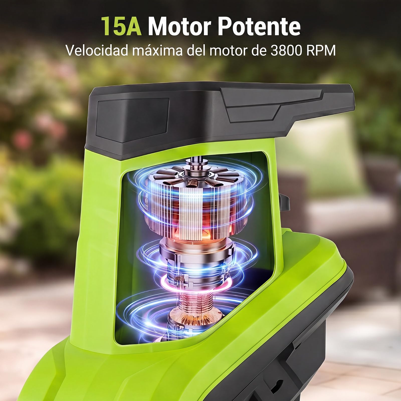 COSTWAY 2500W Trituradora de Ramas con Ruedas, 50 L, Ø 45 mm (Verde) | Biotrituradora Eléctrica,Relación de Reducción 21:1, Paleta de Empuje para Jardín