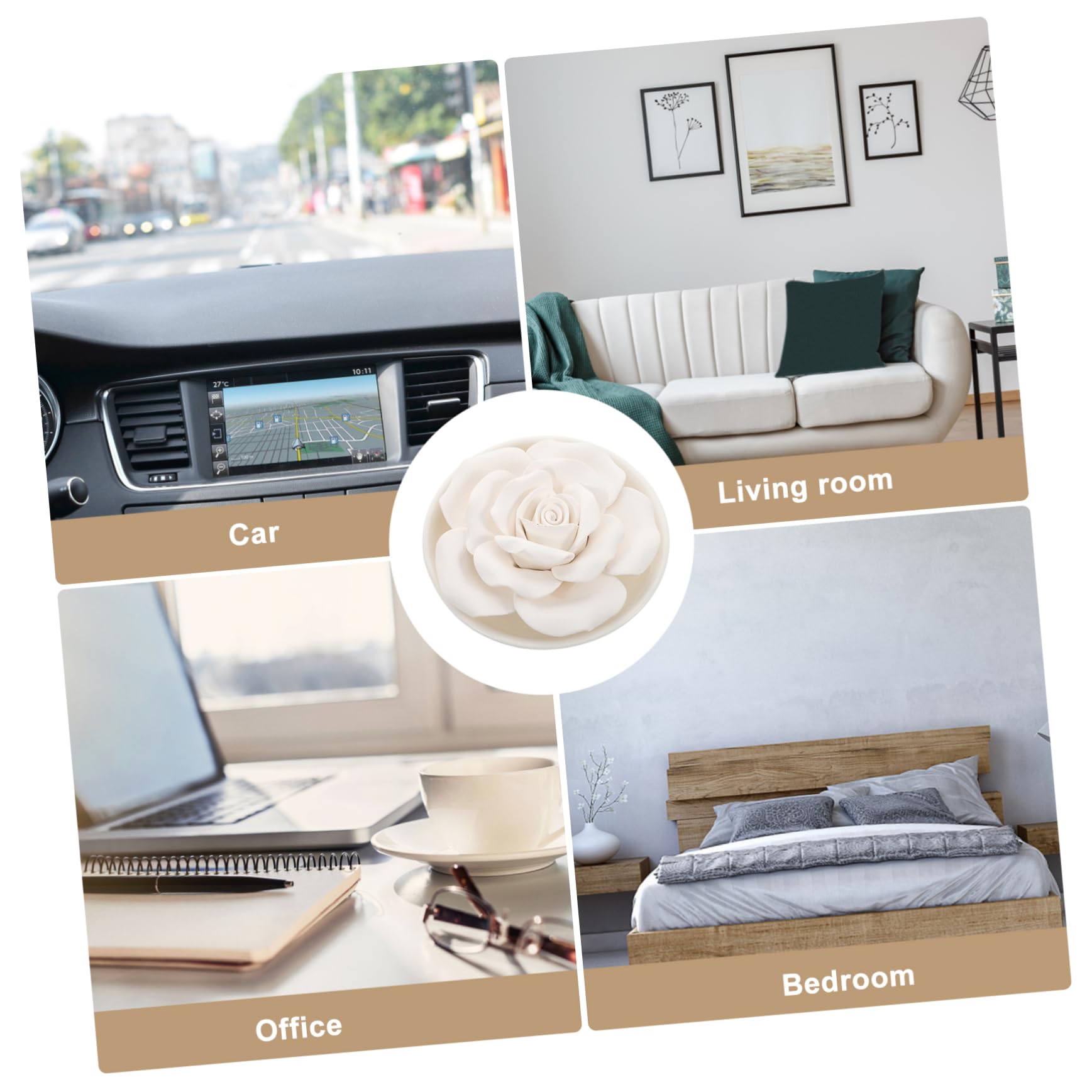 Gatuida Diffusore Bianco Forma Essenziali e Oli Gesso di Fiore di Decorazione Elegante Profumo Naturale e Relax per Bagno Camera da Letto