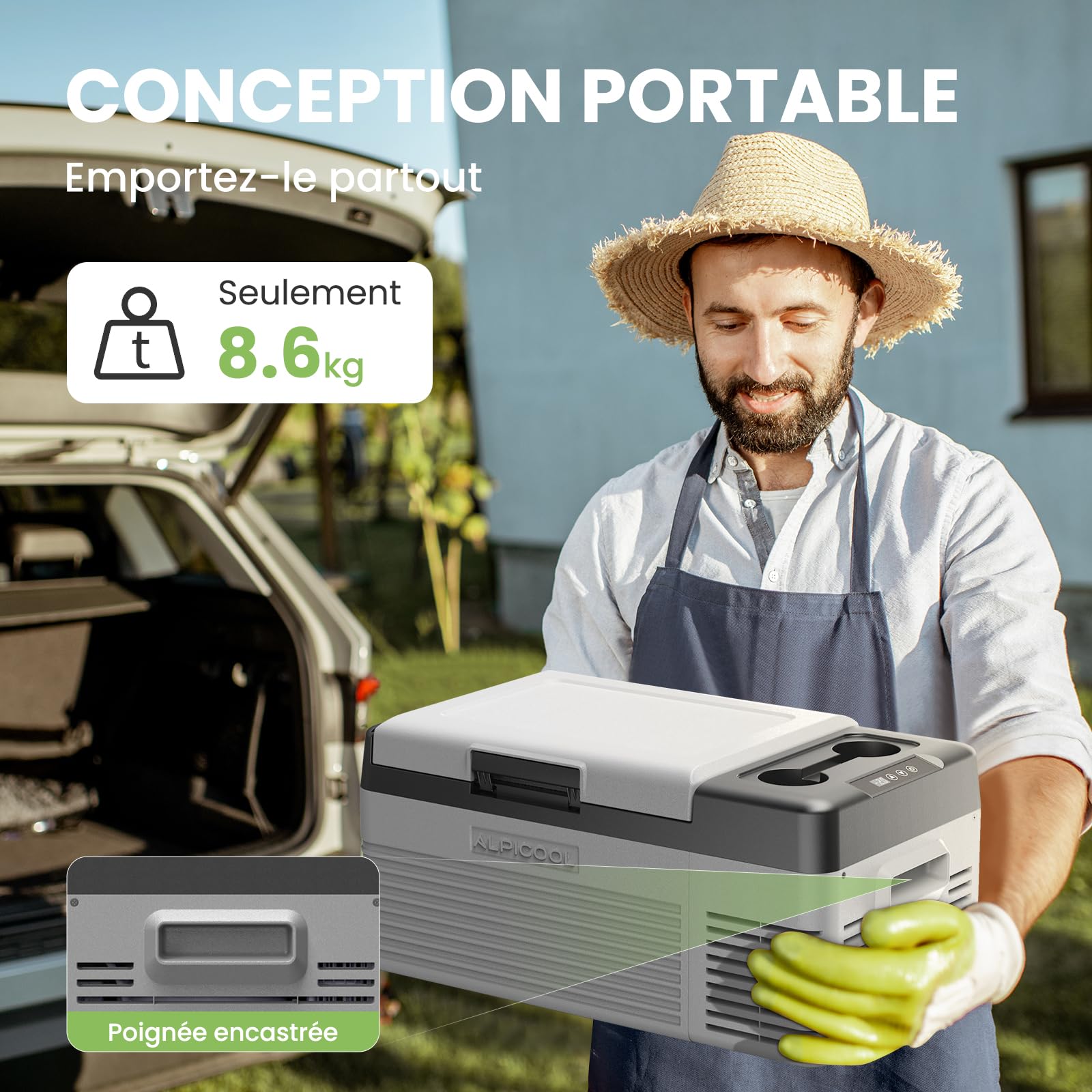 Alpicool CL15 Réfrigérateur de Voiture 15L Neuve 2026, Portable Glacière à Compression, 12V/24V Réfrigérateur Frigo Voiture pour Camion, Camping, RV, Voyage en Voiture, Pique-Nique, -20℃-20℃