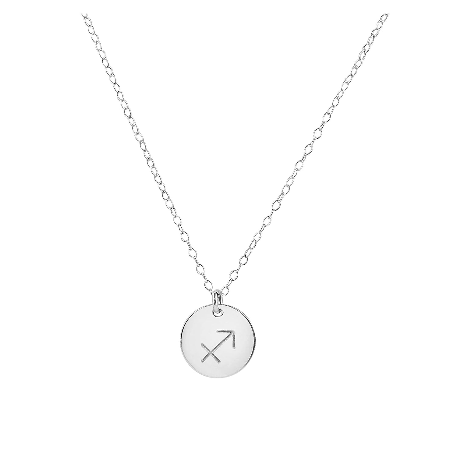 Jewelry Silver Sagittarius Necklace, 16" + 2" Extender, Astrology Charm Necklace with Zodiac Sign Pendant, Birthday or Anniversary Gift for Women and Men, Good Luck Charm