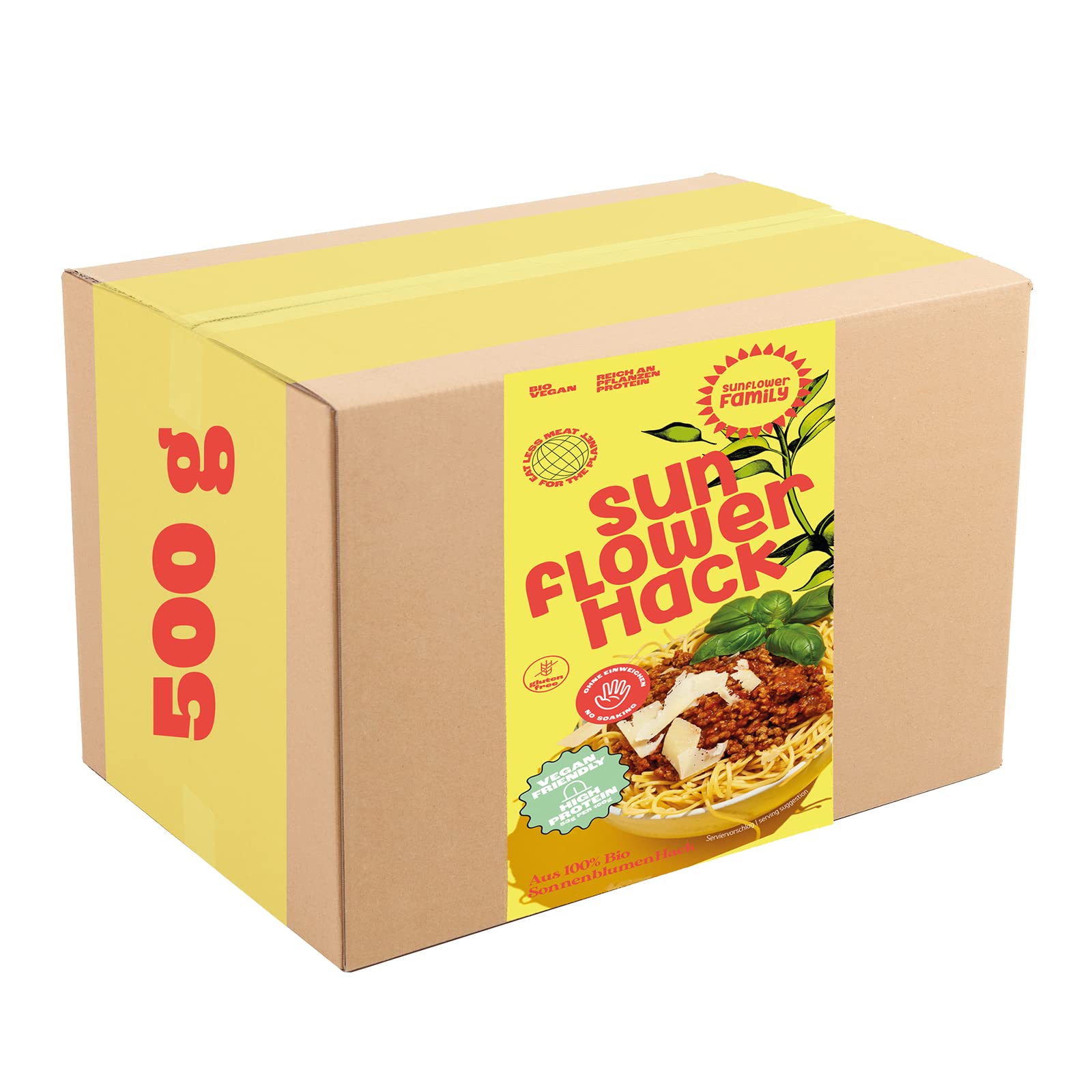 sunflowerFamily sunflowerHACK SonnenblumenHACK, 500 g Familienpackung - Veganes Hack aus 100% Sonnenblumenprotein, Fleischersatz – Vegetarisch, Glutenfrei, Proteinreich, Bio