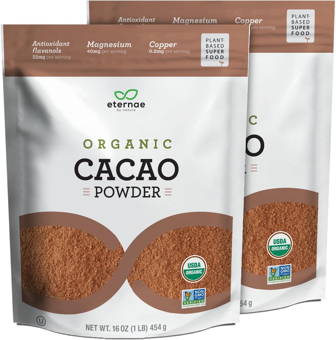 Eternae By Nature Organic Cacao Powder, 16 Oz, 2Count