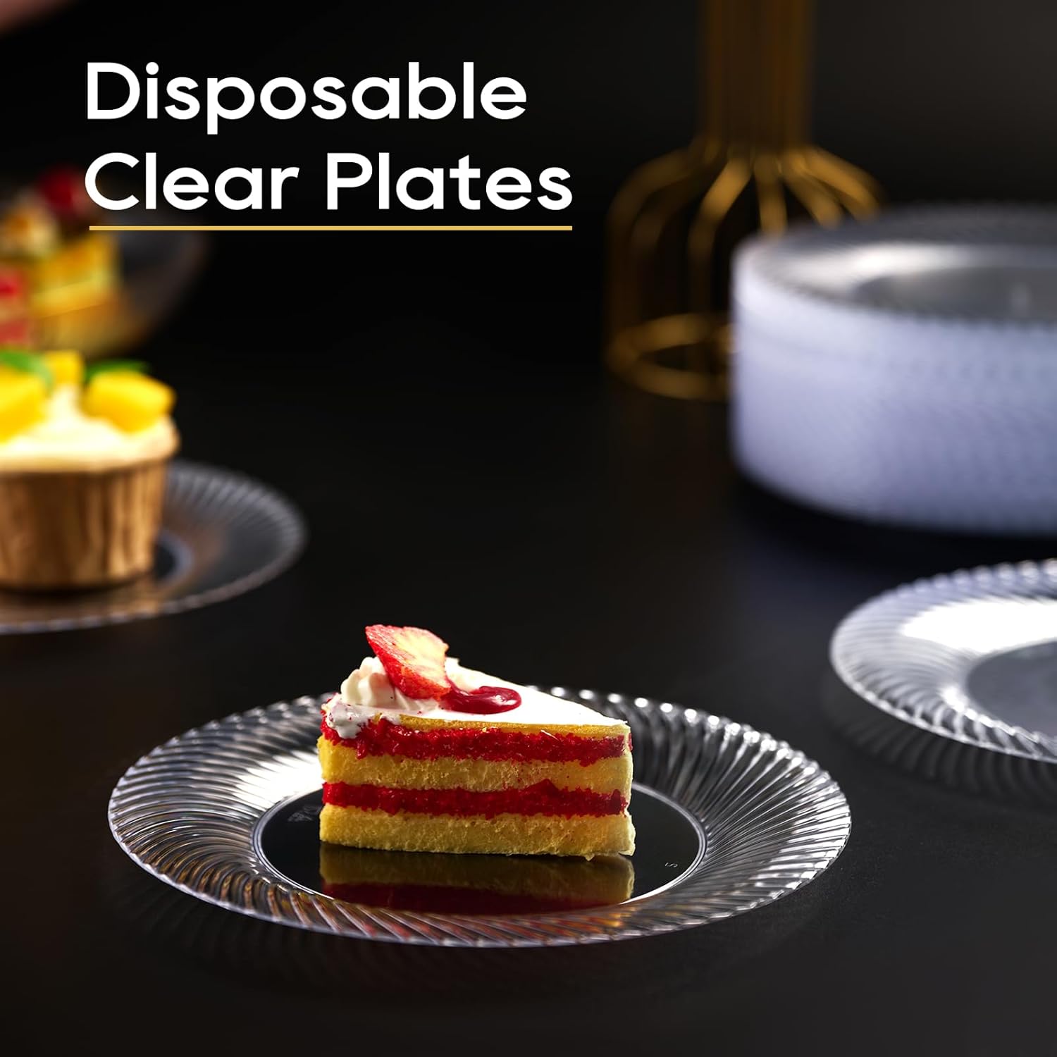 7 Inch Clear Plastic Plates, Disposable Heavy Duty Salad Dert