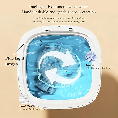 Miniatura 6 de Mini máquina de lavandería, diseño plegable con ventosas para una mayor estabilidad, solución de lavandería compacta para dormitorios, apartamentos,