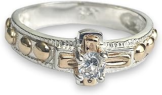 QURI Unisex Rosary ring Solid silver 925 and 10K-Gold-Laminated