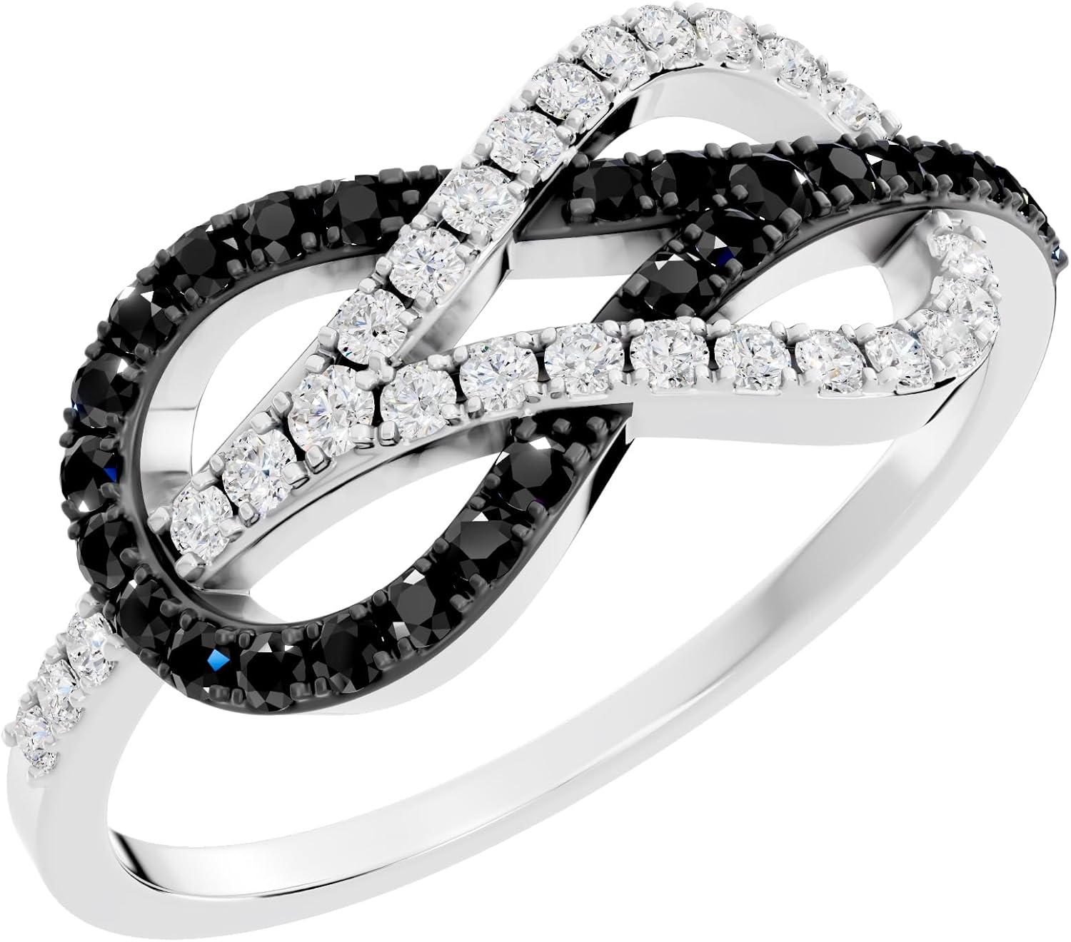Dazzlingrock Collection 0.35 Ctw Round Black & White Natural Diamond Infinity Right Hand Ring for Women in 925 Sterling Silver