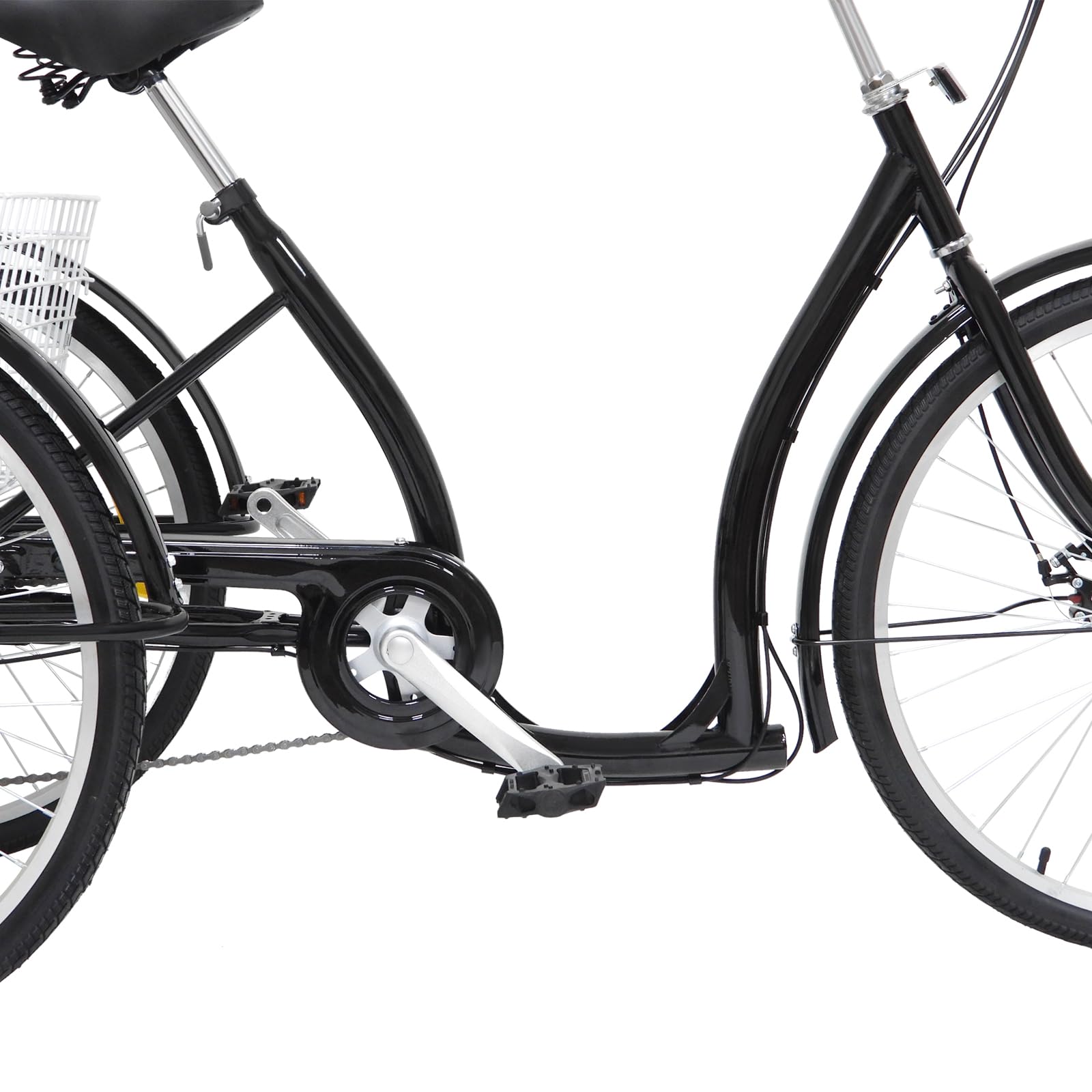 26-Zoll-Dreirad für Erwachsene, Modern Style Black Classic car Model Tricycle, City-Dreirad, 6-Gang, Comes with its own Basket and a seat with a Maximum Weight Capacity of 264.5 lbs.