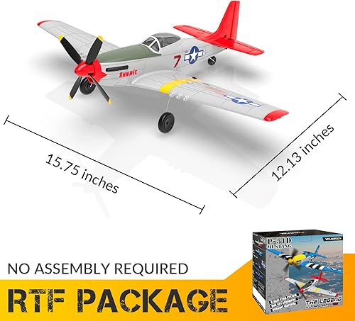 Miniatura 9 de VOLANTEXRC Avión RC 4-CH RC P51 Mustang listo para volar, avión de control remoto de la Segunda Guerra Mundial con sistema de estabilización Xpilot,