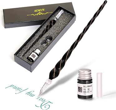 Glass Dip Pen Set,Calligraphy Pen,Crystal Signature Pen for Art, Writing, Signatures -Decoration and Business Gift