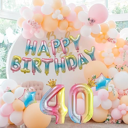 Miniatura 4 de 16 globos de feliz cumpleaños, globos degradados de fiesta de feliz cumpleaños de 16 pulgadas, globos de letras coloridas de papel de aluminio para