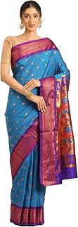 Varkala Silk Sarees Women's Kadiyal Soft Silk Premium Maharani Paithani Saree With Unstitched Blouse Piece | saree for fes... Price In India
