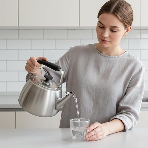 Miniatura 6 de Hervidor de té, tetera de gran capacidad para todas las fuentes de calor, tetera profesional de calor rápido con cuerpo y parte inferior gruesos,