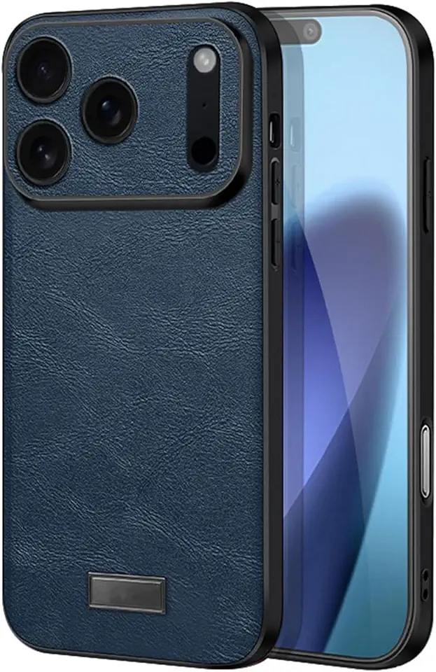 Capa para iPhone 17/17 Air/17 Pro/17 Pro Max, capa de telefone com proteção total da câmera, couro PU premium macio TPU bumper fina à prova de choque (azul, 17 Air)