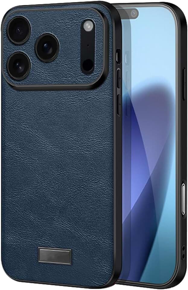Capa para iPhone 17/17 Air/17 Pro/17 Pro Max, capa de telefone com proteção total da câmera, couro PU premium macio TPU bumper fina à prova de choque (azul, 17 Air)