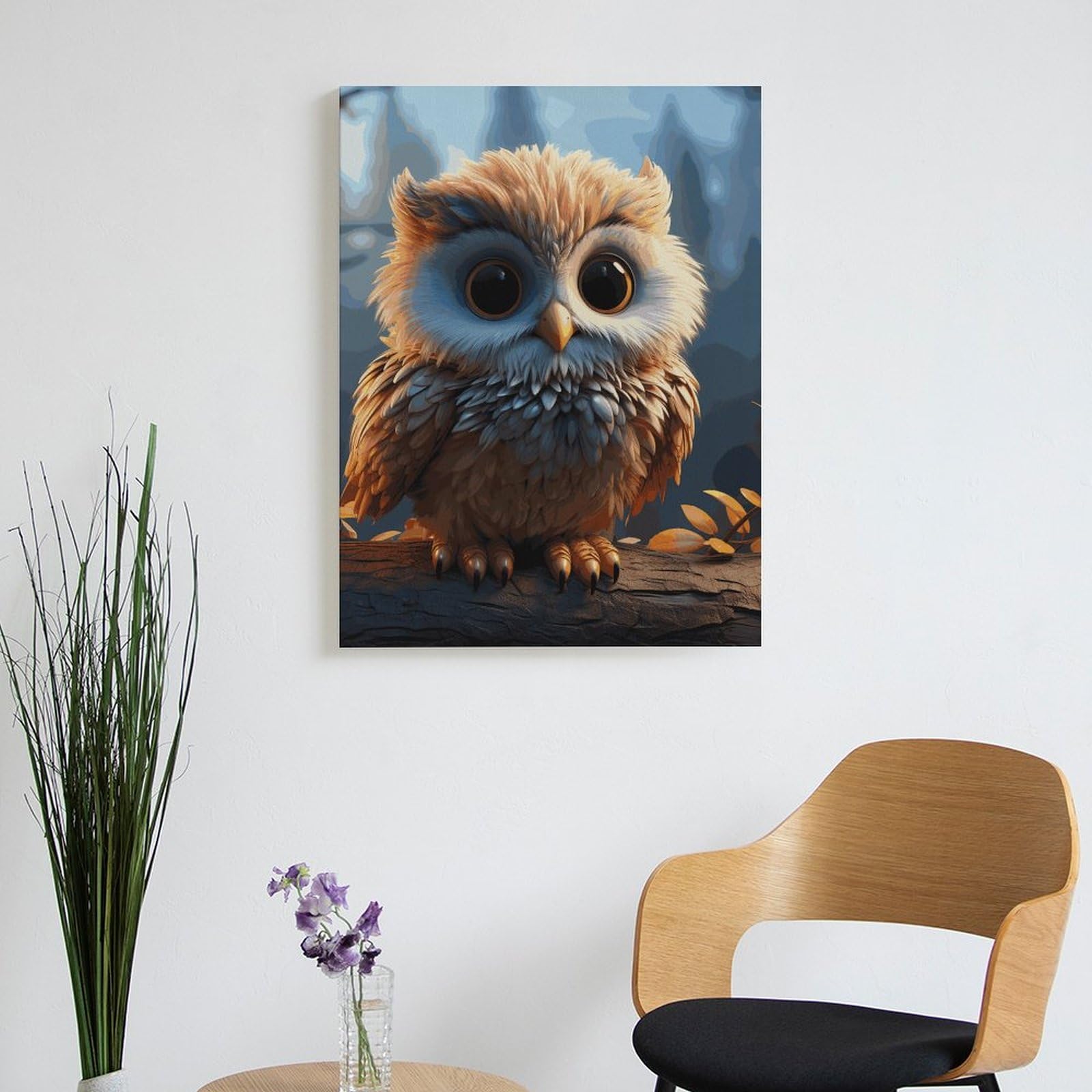 TKJMCSW Malen nach Zahlen-Set mit niedlichem Eulen-Motiv, für Erwachsene, Anfänger, Erwachsene, Malen nach Zahlen, Kits auf Leinwand, DIY-Acryl-Ölfarben, Gemälde mit Pinseln als Geschenk