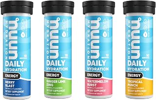 Nuun Energy: Caffeine, B Vitamins, Ginseng, Electrolyte Drink Tablets, Mixed Flavors, 10 Count (Pack of 4)