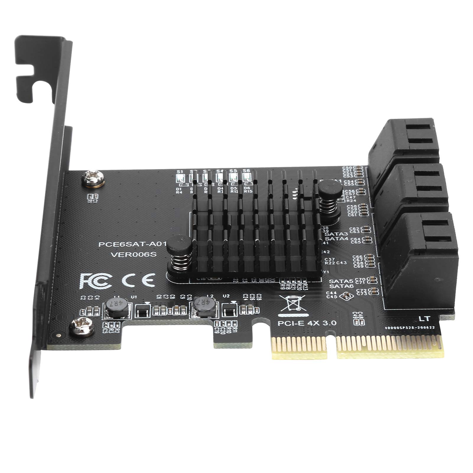 Tbest Carte Sata, Asm1166 6 Ports, PCIe Sata3.0 Disque Dur 6G Pcie3.0 Gen3 4X Adaptateur, Compatible avec /Linux/OS X/NAS/Synology
