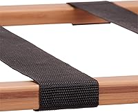 Vista 5 de Household Essentials Fully Assembled Folding Luggage Rack with Lower Storage Shelf Bamboo Frame with Black Straps