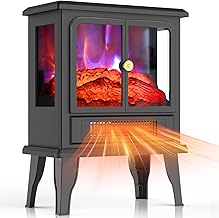 Electric Fireplace Stove Heater - Fireplace Heaters for Indoor Use with Realistic Flame Effect, Freestanding Electric Stove Heater with Overheating Protection, 1500W, Adjustable Heating