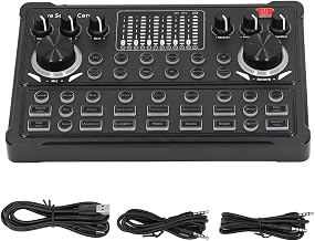 Live Sound Card, DSP Noise Reduction LED Breathing Light Display, Voice Changer Sound Board, Connection for Live Streaming and Recording