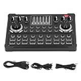 Hilitand Live Sound Card, DSP Noise Reduction LED Breathing Light Display, Voice Changer Sound Board, Connection for Live Streaming and Recording, Hilitandfz3g1w4a5y