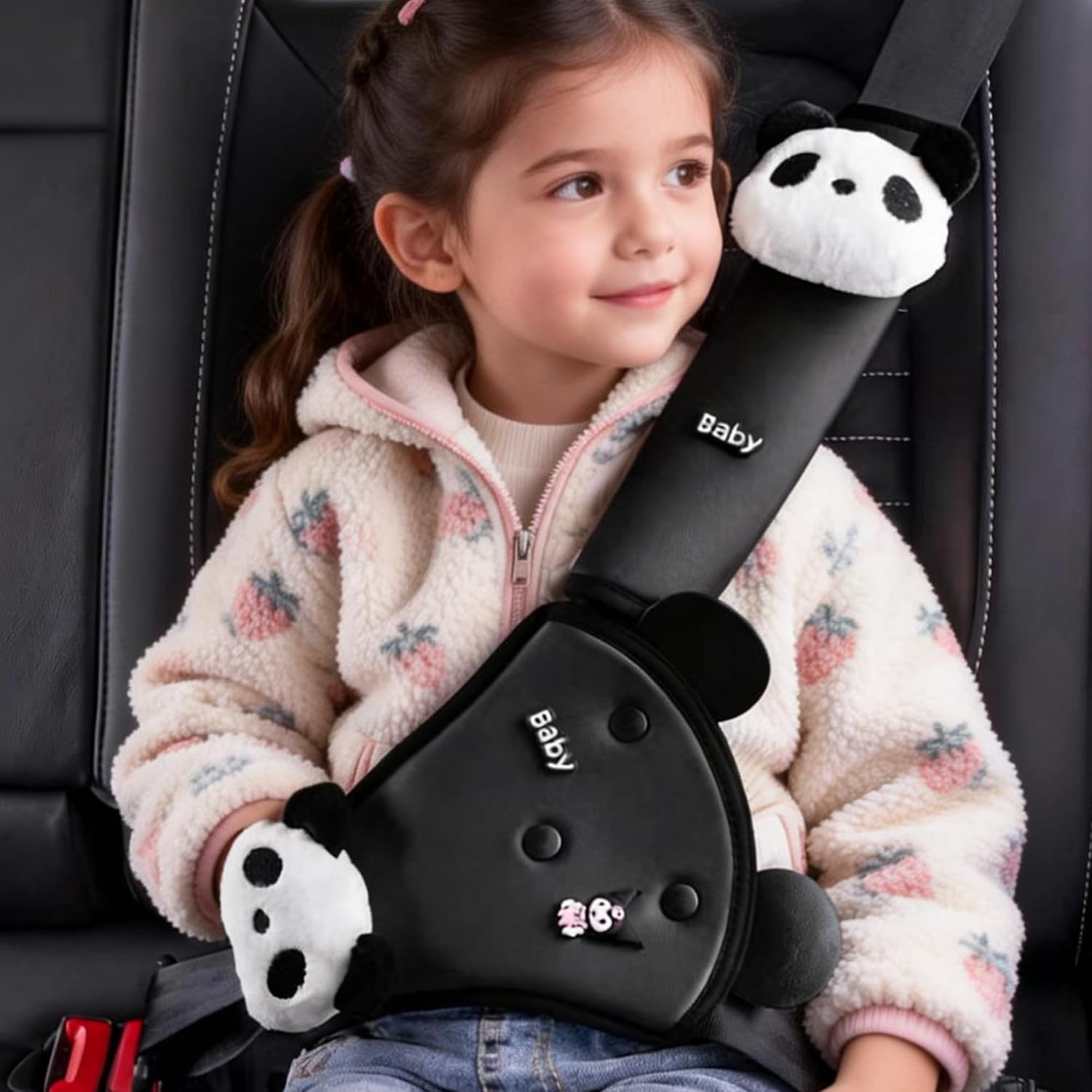 Seat Belt Cover Pad for Kids, Cute Animal Child Seatbelt Covers for Toddler Girls and Boys (Bunny)