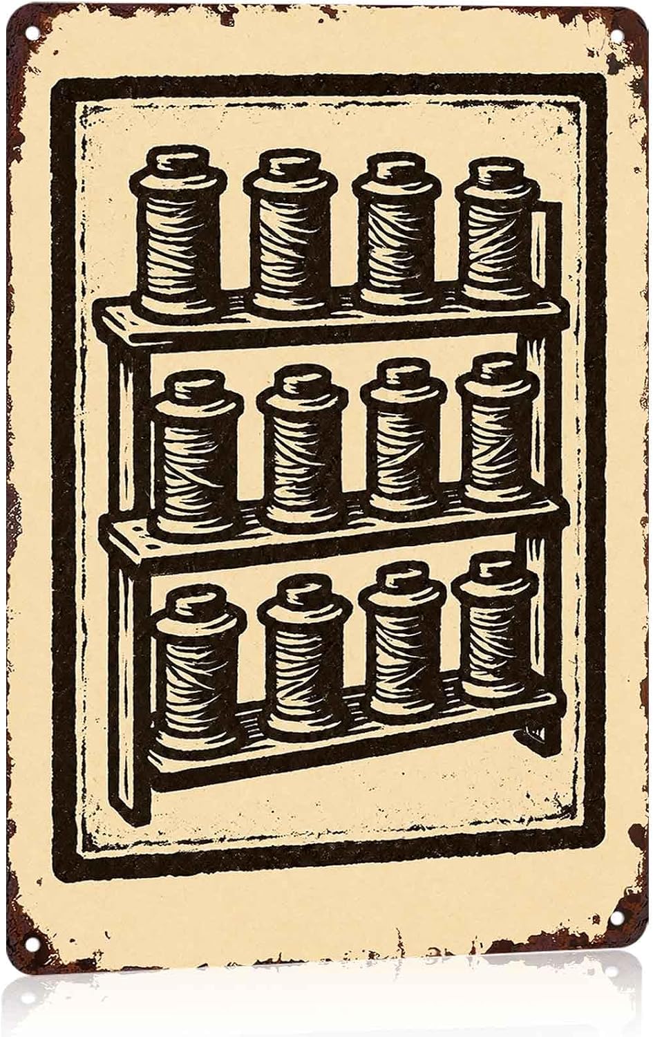 Spool Rack Vintage Metal Wall Art Signs 8X12 Inch