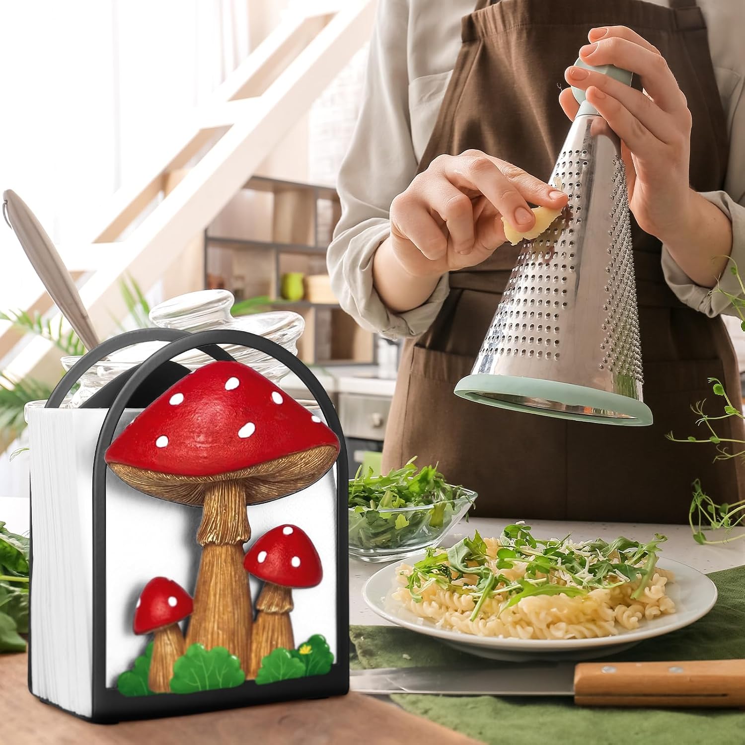 Cinnvoice Mushroom Napkin Holder for Table, Metal Paper Napkin Dispenser
