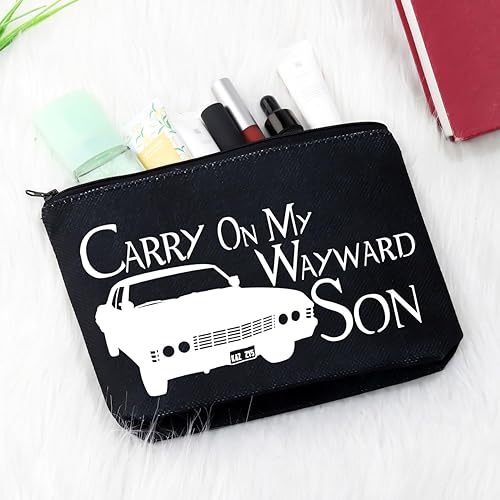 Miniatura 5 de Bolsa de maquillaje inspirada en programas de televisión Carry On My Wayward Hijo, para fanáticos y amigos, regalo, Carry On Negro