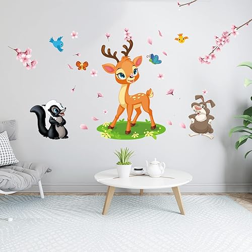 Miniatura 2 de Calcomanías de pared para niños, decoración de pared de ciervo (fácil de instalar), calcomanías de pared artísticas de vinilo para niños y niñas,