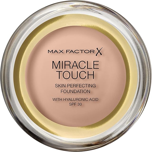Max Factor Miracle Touch Foundation, New and Improved Formula, SPF 30 and Hyaluronic Acid, 55 Blushing Beige