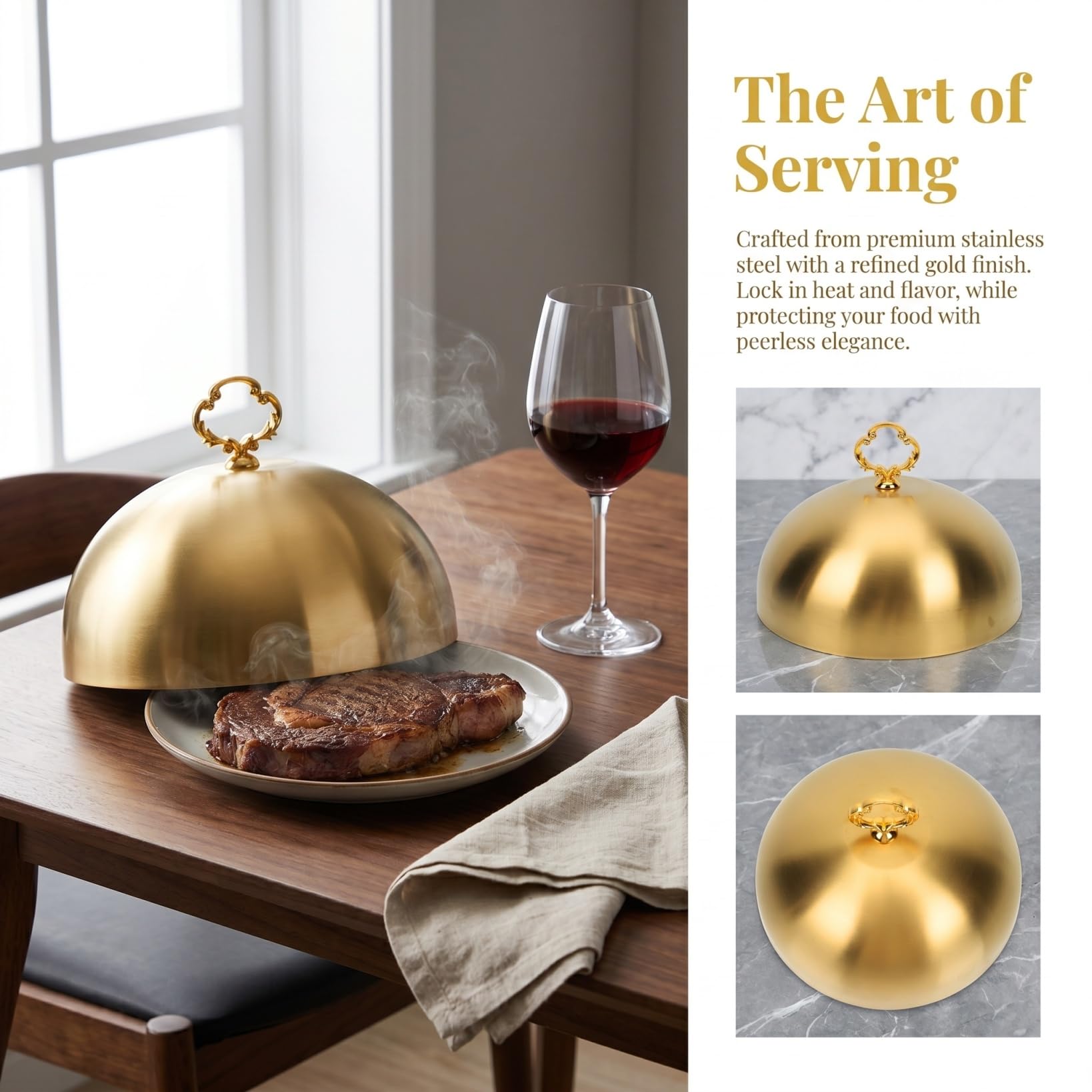 Cloche en acier inoxydable pour cuisson du fromage, steak, gâteau, beurre, dessert, badigeonnage, plaque de service, cloche pour hamburgers, sandwichs