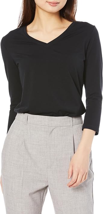 Amazon Essentials Womens V-Neck Regular Fit 3/4 Sleeve T-Shirt, Multi-Pack