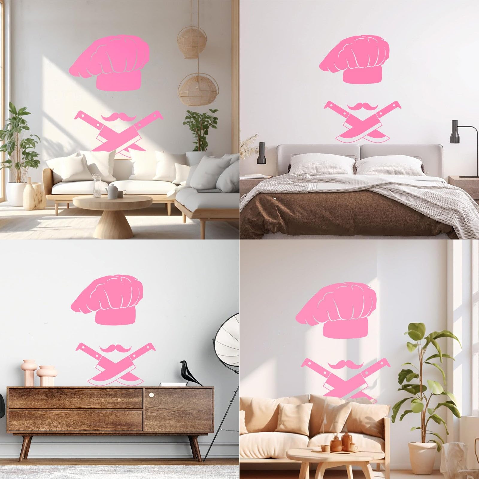 Chef Hat Wall Decals Kitchen Dinning Room Art Decor Mustache Knives Tools Vinyl Stickers Resturant Window Murals Decoration Small - Image 2